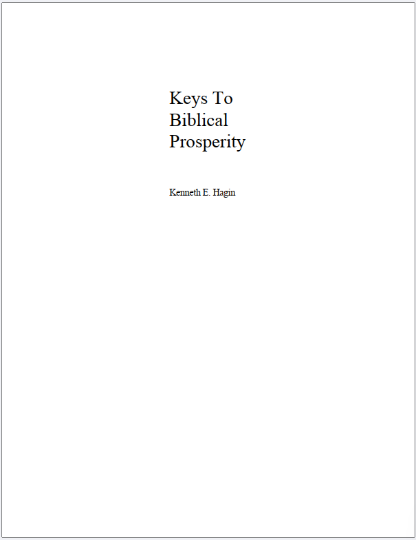 Cover of Keys To Biblical Prosperity